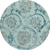 Piper Looms Chantille Floral ACN762 Teal Machine Washable Area Rug Round Main Image