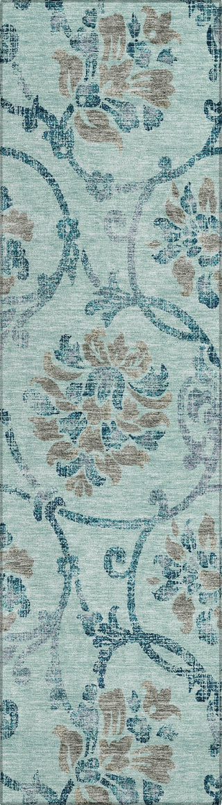 Piper Looms Chantille Floral ACN762 Teal Machine Washable Area Rug Runner Main Image