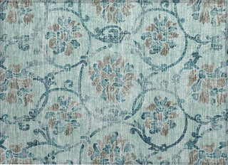 Piper Looms Chantille Floral ACN762 Teal Machine Washable Area Rug Scatter Main Image