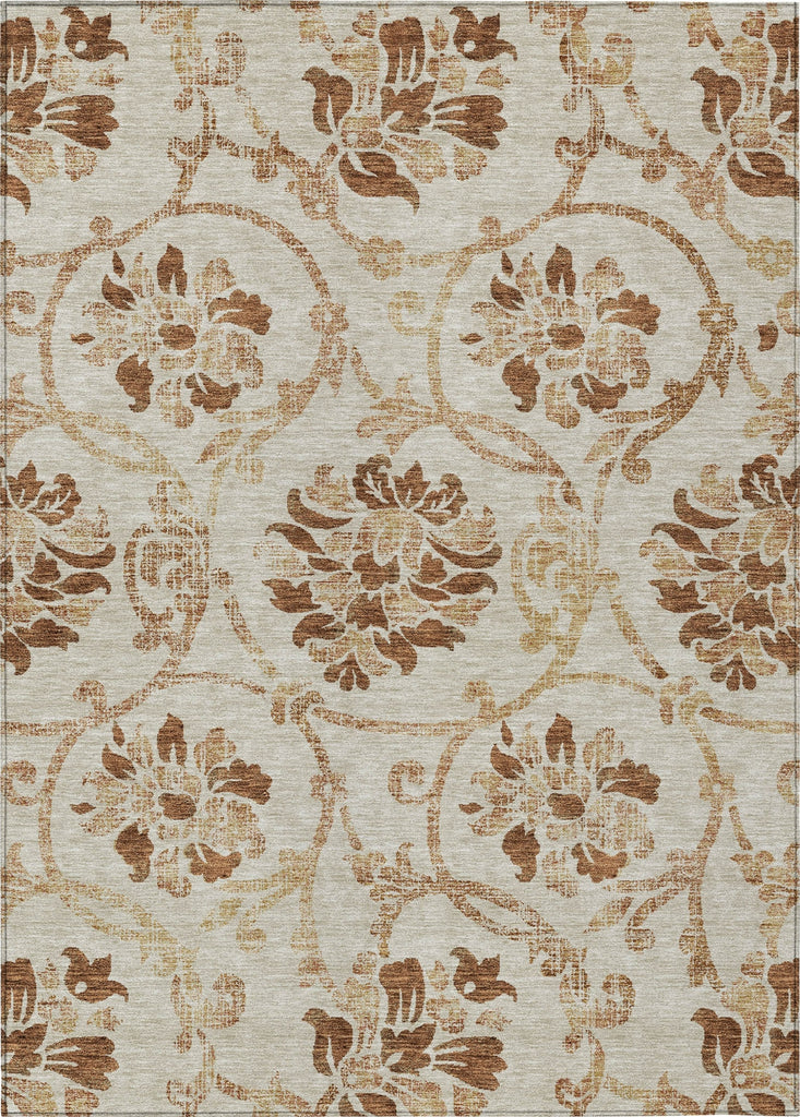Piper Looms Chantille Floral ACN762 Terracotta Machine Washable Area Rug main image