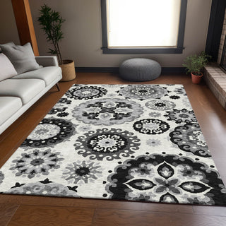 Piper Looms Chantille Kaleidoscope ACN763 Black Machine Washable Area Rug Lifestyle Image Feature