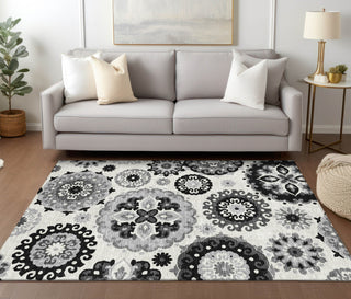 Piper Looms Chantille Kaleidoscope ACN763 Black Machine Washable Area Rug Lifestyle Image Feature