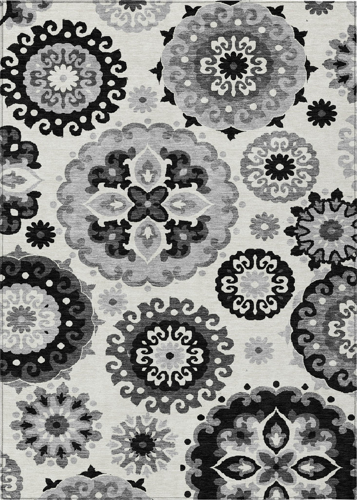 Piper Looms Chantille Kaleidoscope ACN763 Black Machine Washable Area Rug main image