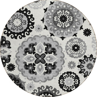 Piper Looms Chantille Kaleidoscope ACN763 Black Machine Washable Area Rug Round Main Image