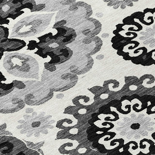 Piper Looms Chantille Kaleidoscope ACN763 Black Machine Washable Area Rug Swatch Image