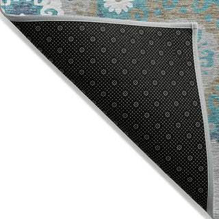 Piper Looms Chantille Kaleidoscope ACN763 Teal Machine Washable Area Rug Backing Image