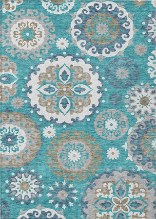 Piper Looms Chantille Kaleidoscope ACN763 Teal Machine Washable Area Rug main image