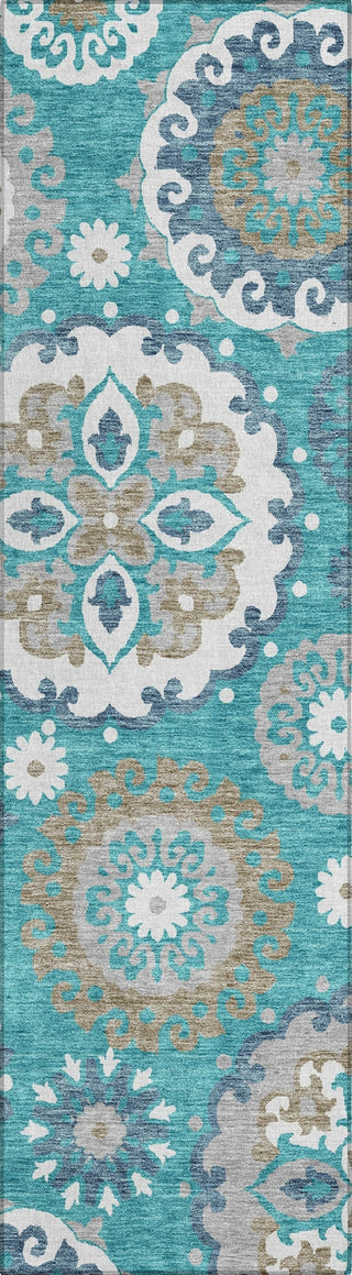 Piper Looms Chantille Kaleidoscope ACN763 Teal Machine Washable Area Rug Runner Main Image