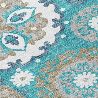 Piper Looms Chantille Kaleidoscope ACN763 Teal Machine Washable Area Rug Swatch Image