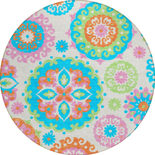Piper Looms Chantille Kaleidoscope ACN763 White Machine Washable Area Rug Round Main Image