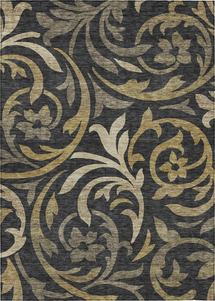 Piper Looms Chantille Swirls ACN764 Black Machine Washable Area Rug main image