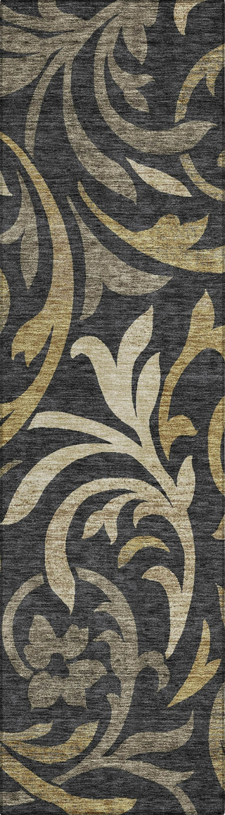 Piper Looms Chantille Swirls ACN764 Black Machine Washable Area Rug Runner Main Image