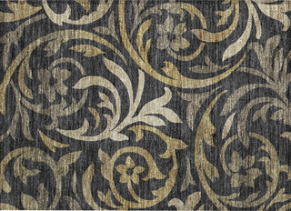 Piper Looms Chantille Swirls ACN764 Black Machine Washable Area Rug Scatter Main Image