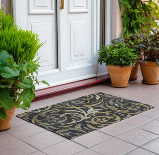 Piper Looms Chantille Swirls ACN764 Black Machine Washable Area Rug Scatter Outdoor Lifestyle Image Feature