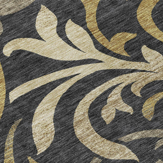 Piper Looms Chantille Swirls ACN764 Black Machine Washable Area Rug Swatch Image