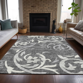 Piper Looms Chantille Swirls ACN764 Charcoal Machine Washable Area Rug Lifestyle Image Feature