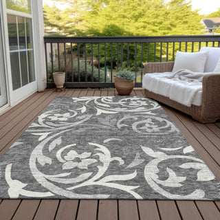 Piper Looms Chantille Swirls ACN764 Charcoal Machine Washable Area Rug Outdoor Lifestyle Image Feature