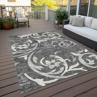 Piper Looms Chantille Swirls ACN764 Charcoal Machine Washable Area Rug Outdoor Lifestyle Image Feature