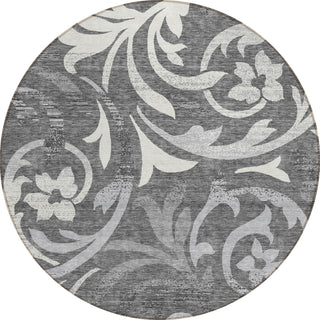 Piper Looms Chantille Swirls ACN764 Charcoal Machine Washable Area Rug Round Main Image