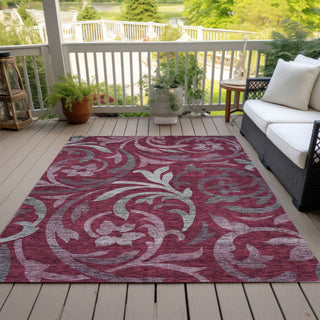 Piper Looms Chantille Swirls ACN764 Garnet Machine Washable Area Rug Outdoor Lifestyle Image Feature