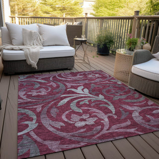 Piper Looms Chantille Swirls ACN764 Garnet Machine Washable Area Rug Outdoor Lifestyle Image Feature