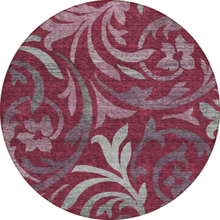 Piper Looms Chantille Swirls ACN764 Garnet Machine Washable Area Rug Round Main Image