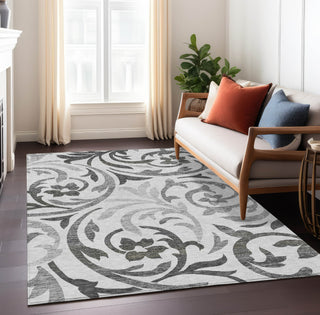 Piper Looms Chantille Swirls ACN764 Gray Machine Washable Area Rug Lifestyle Image Feature