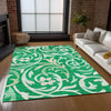 Piper Looms Chantille Swirls ACN764 Green Machine Washable Area Rug Lifestyle Image Feature