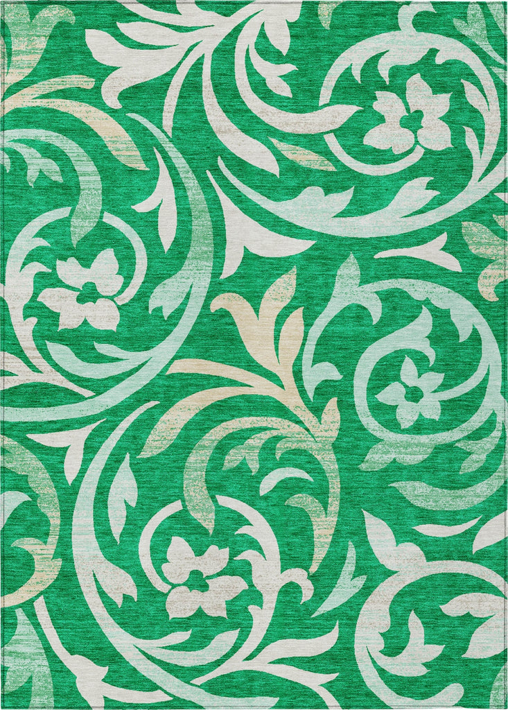 Piper Looms Chantille Swirls ACN764 Green Machine Washable Area Rug main image