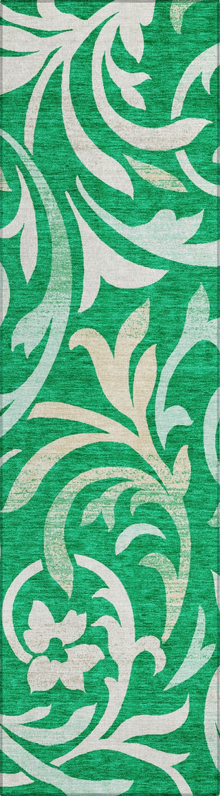 Piper Looms Chantille Swirls ACN764 Green Machine Washable Area Rug Runner Main Image