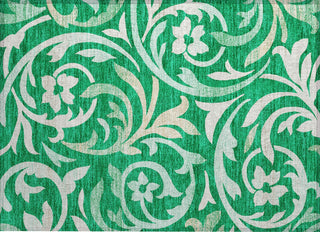 Piper Looms Chantille Swirls ACN764 Green Machine Washable Area Rug Scatter Main Image