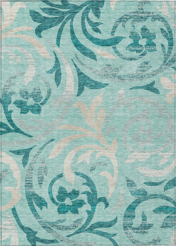 Piper Looms Chantille Swirls ACN764 Teal Machine Washable Area Rug main image