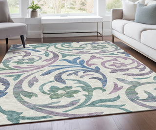 Piper Looms Chantille Swirls ACN764 White Machine Washable Area Rug Lifestyle Image Feature
