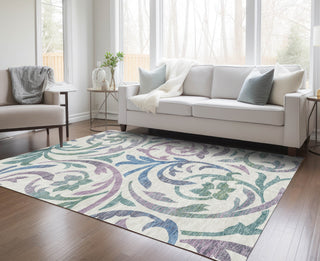 Piper Looms Chantille Swirls ACN764 White Machine Washable Area Rug Lifestyle Image Feature