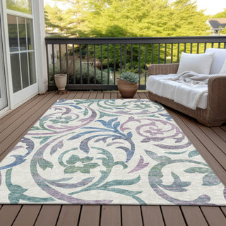 Piper Looms Chantille Swirls ACN764 White Machine Washable Area Rug Outdoor Lifestyle Image Feature
