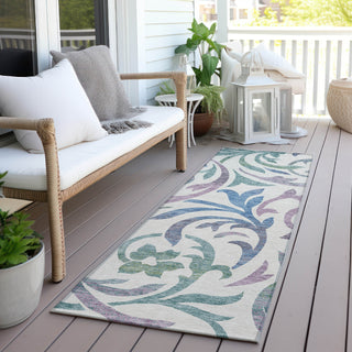 Piper Looms Chantille Swirls ACN764 White Machine Washable Area Rug Runner Outdoor Lifestyle Image Feature