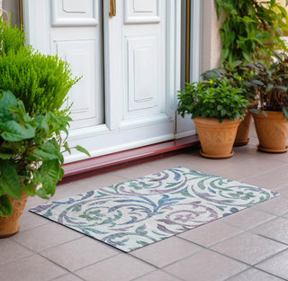 Piper Looms Chantille Swirls ACN764 White Machine Washable Area Rug Scatter Outdoor Lifestyle Image Feature