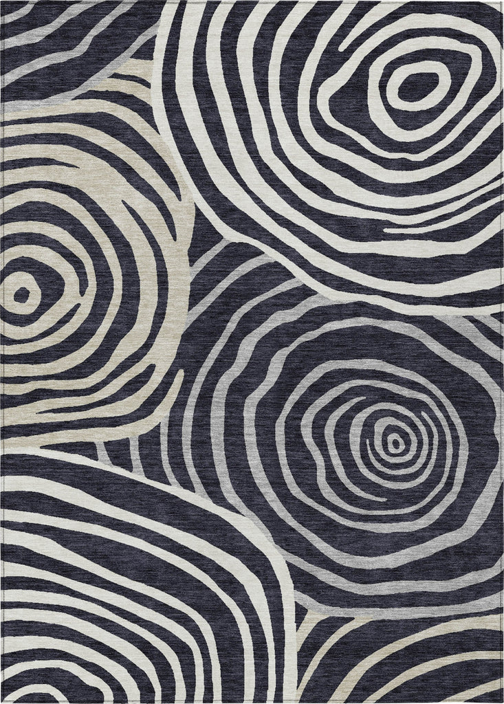 Piper Looms Chantille Swirls ACN765 Black Machine Washable Area Rug main image