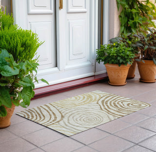 Piper Looms Chantille Swirls ACN765 Gold Machine Washable Area Rug Scatter Outdoor Lifestyle Image Feature