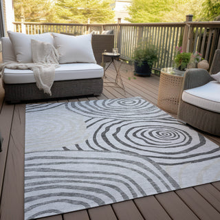 Piper Looms Chantille Swirls ACN765 Gray Machine Washable Area Rug Outdoor Lifestyle Image Feature