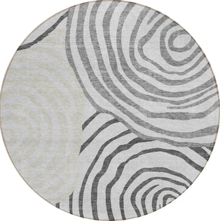 Piper Looms Chantille Swirls ACN765 Gray Machine Washable Area Rug Round Main Image