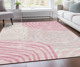 Piper Looms Chantille Swirls ACN765 Pink Machine Washable Area Rug Lifestyle Image Feature