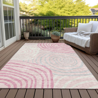 Piper Looms Chantille Swirls ACN765 Pink Machine Washable Area Rug Outdoor Lifestyle Image Feature