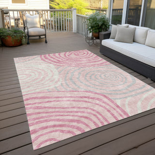 Piper Looms Chantille Swirls ACN765 Pink Machine Washable Area Rug Outdoor Lifestyle Image Feature