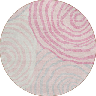 Piper Looms Chantille Swirls ACN765 Pink Machine Washable Area Rug Round Main Image
