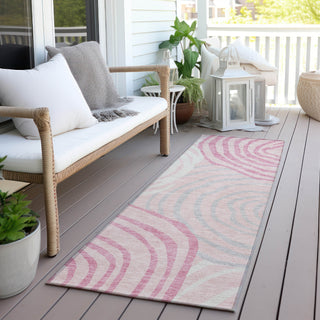 Piper Looms Chantille Swirls ACN765 Pink Machine Washable Area Rug Runner Outdoor Lifestyle Image Feature