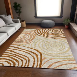 Piper Looms Chantille Swirls ACN765 Terracotta Machine Washable Area Rug Lifestyle Image Feature