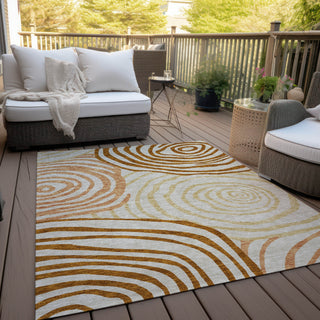 Piper Looms Chantille Swirls ACN765 Terracotta Machine Washable Area Rug Outdoor Lifestyle Image Feature