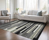 Piper Looms Chantille Stripes ACN766 Black Machine Washable Area Rug Lifestyle Image Feature