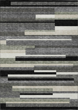 Piper Looms Chantille Stripes ACN766 Black Machine Washable Area Rug main image